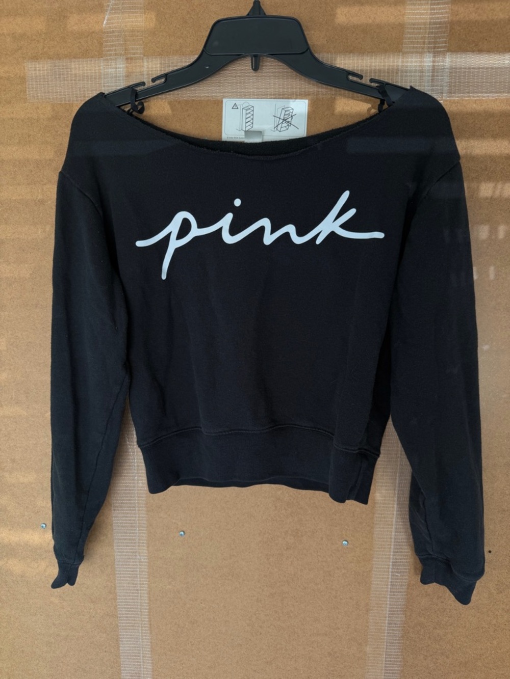 Victoria's Secret PINK Black Crewneck Sweatshirt Label View